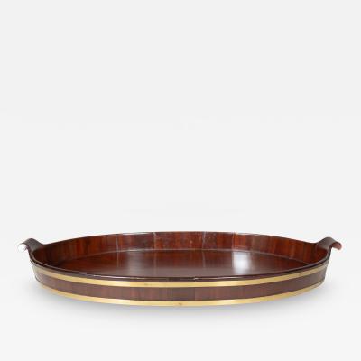 Large Regency Mahogany And Brass Banded Oyster Tray