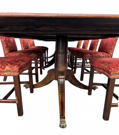Large Regency Style Mahogany Three Pedestal Dining Table And Twelve Chairs