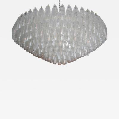Large Round 1970s Polyhedron Glass Chandelier