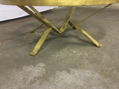 Large Round 40s French Gold Leaf Wrought Iron Coffee Table