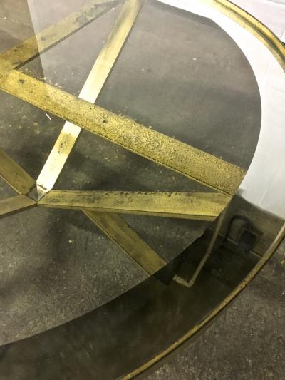 Large Round 40s French Gold Leaf Wrought Iron Coffee Table