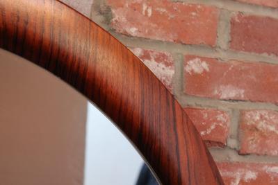 Large Round Italian Modernist Rosewood and Chrome Mirror by Mac Arredamenti