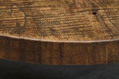Large Round Wabi Sabi Style Coffee Table in Solid Oak 1960s