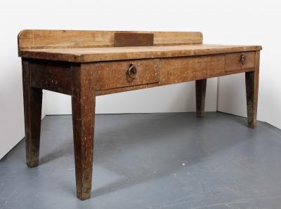 Large Rustic Oak Work Table France 19th Century