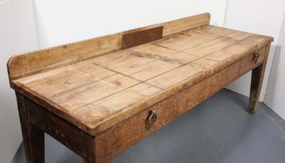 Large Rustic Oak Work Table France 19th Century