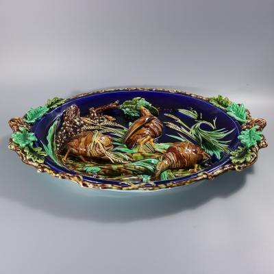 Large Sarreguemines Majolica Partridges Wall Plaque