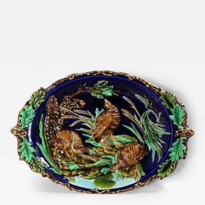 Large Sarreguemines Majolica Partridges Wall Plaque