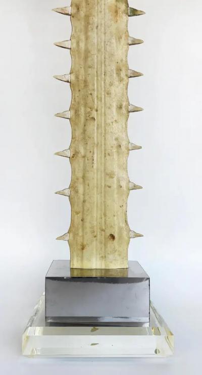Large Sawfish Bill Rostrum Trophy Mounted on Chrome Lucite 1970s