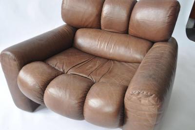 Large Scale 1970s Leather Lounge Chair