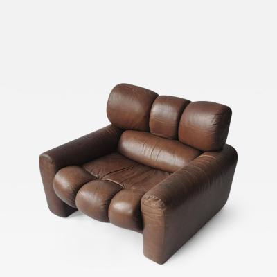 Large Scale 1970s Leather Lounge Chair