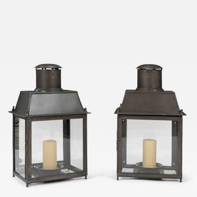 Large Scale Pair of French Tole Lanterns