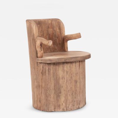 Large Scale Swedish Pine Dugout Log Armchair Kubbestol 