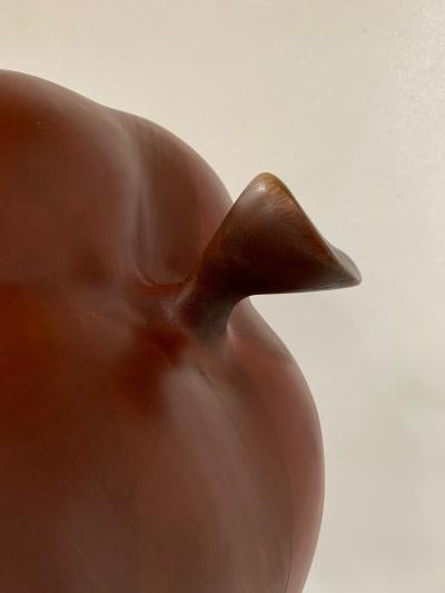 Large Scale Teak Apple Sculpture on Carrara Marble Pedestal