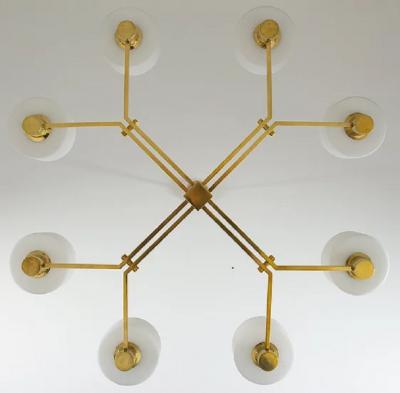 Large Scandinavian Midcentury Chandeliers in Brass and Glass