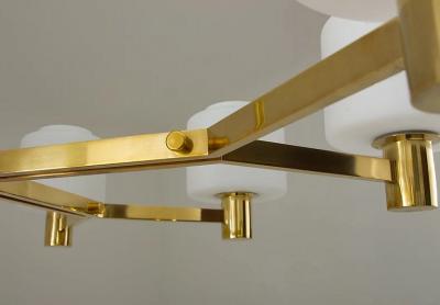 Large Scandinavian Midcentury Chandeliers in Brass and Glass