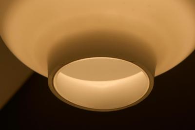 Large Sculptural Mid Century Pendant Lamp in Opaline Glass 1960