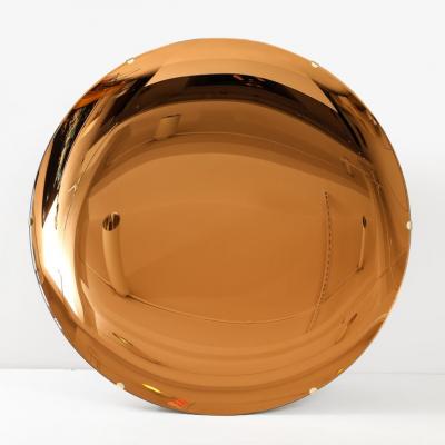 Large Sculptural Round Concave Amber Bronze Mirror or Wall Art Italy 63 diam 