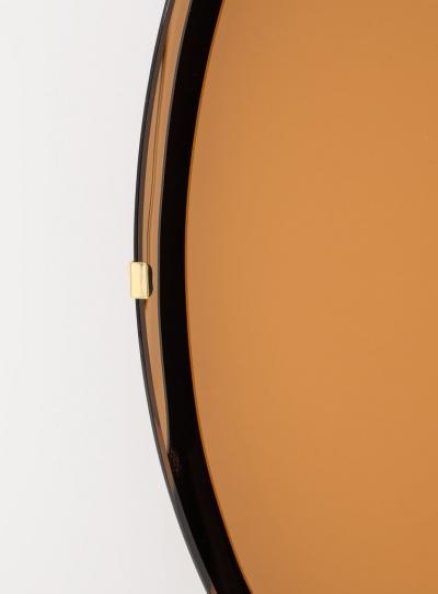 Large Sculptural Round Concave Amber Bronze Mirror or Wall Art Italy 63 diam 