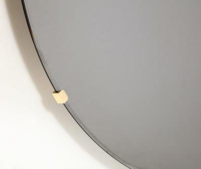 Large Sculptural Round Concave Black Silver Mirror or Wall Art Italy 47 diam