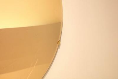 Large Sculptural Round Convex Rose Gold Lighted Mirror or Wall Art Italy