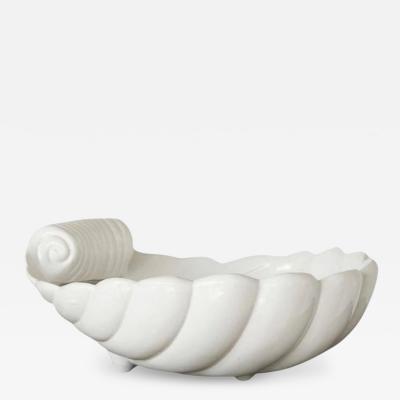 Large Shell Shaped Ceramic Art Deco Centerpiece Bowl Mid 20th Century
