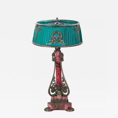 Large Silver And Rhodonite Table Lamp Workshop Of Nedmirov Kolodkin Moscow