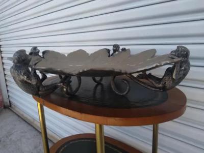 Large Silver Tone Sculpted Monkey Serving Tray