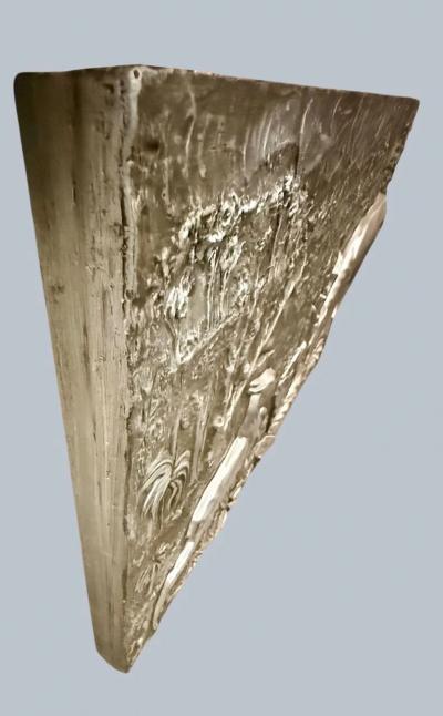 Large Silvered Plaster Wildlife Relief with Deer in a Forest Landscape
