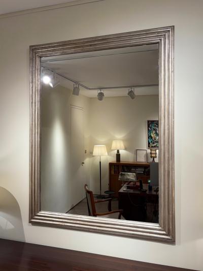 Large Silvered Wood Mirror