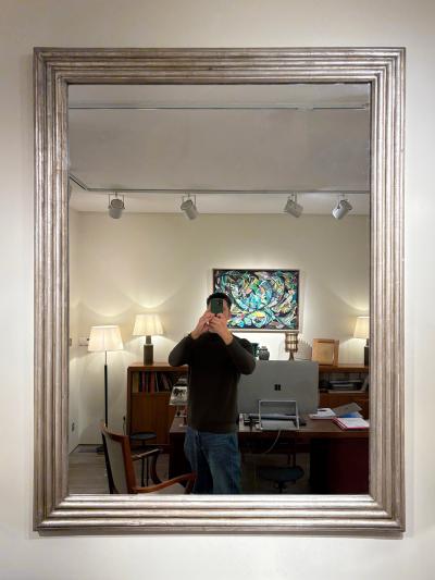 Large Silvered Wood Mirror