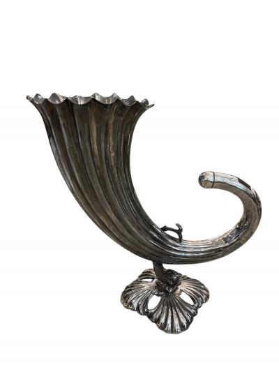 Large Siver plated Horn of plenty silver plated vase