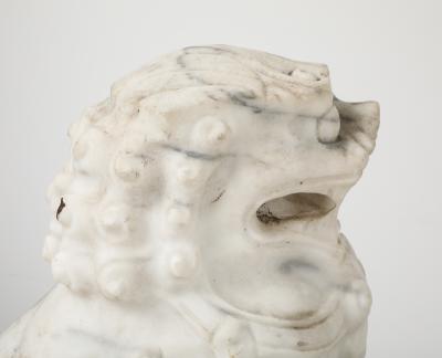 Large Solid Marble Carved Foo Dogs
