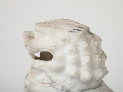 Large Solid Marble Carved Foo Dogs