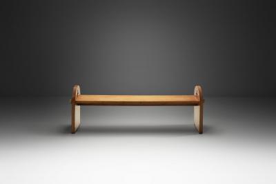 Large Solid Oak Bench With Side Detailing Europe Mid 20th Century