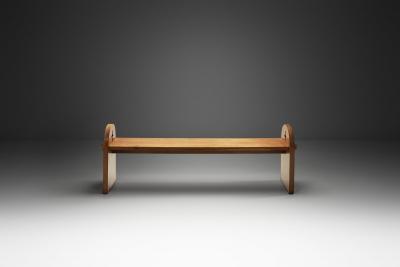 Large Solid Oak Bench With Side Detailing Europe Mid 20th Century