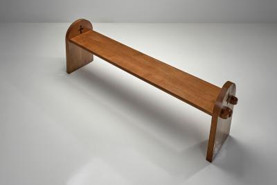 Large Solid Oak Bench With Side Detailing Europe Mid 20th Century