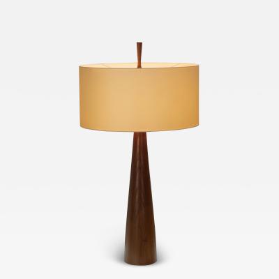 Large Solid Walnut Table Lamp France 1970s