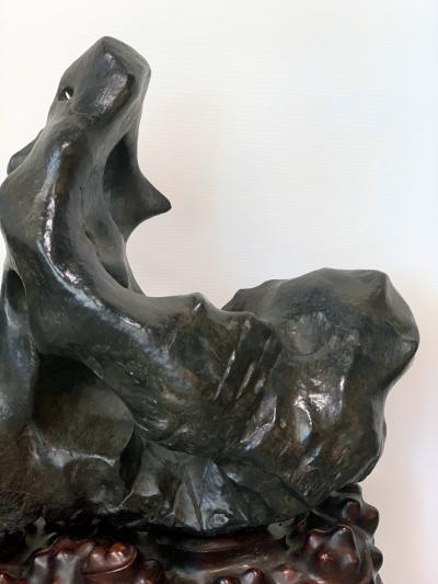 Large Spectacular Chinese Lingbi Scholar Stone on Stand