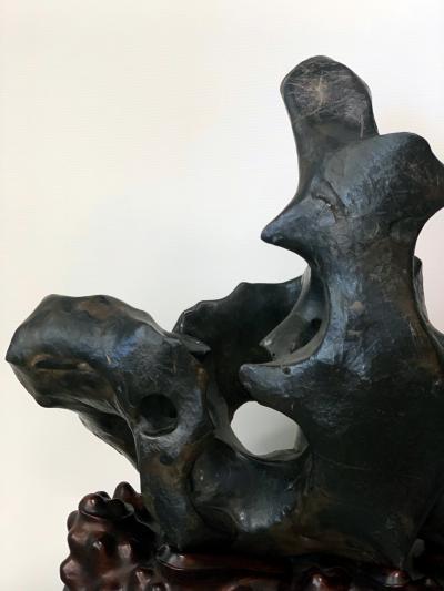 Large Spectacular Chinese Lingbi Scholar Stone on Stand