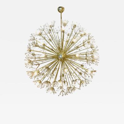 Large Sputnik chandelier in brass and glass Murano Italy circa 1980