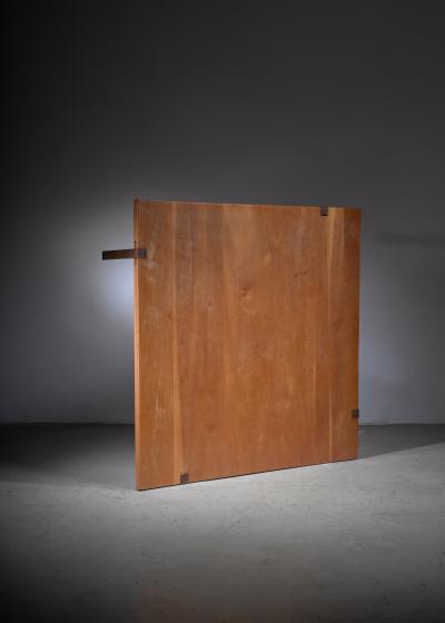 Large Square 1 5 m 58 inch solid wood and metal coffee table Denmark 1960s