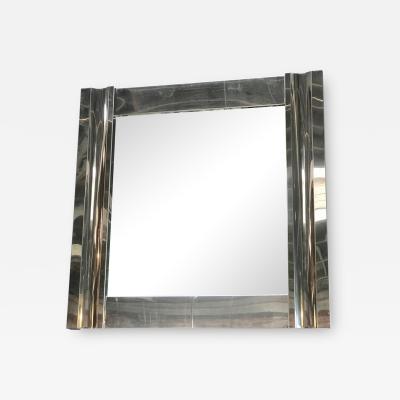 Large Square Chrome Wall Mirror Italy 1970s