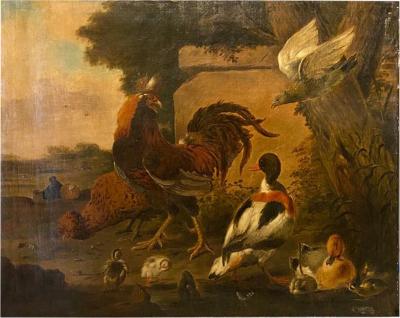 Large Still Life with Birds after Hondecoeter