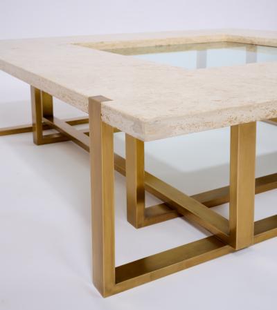 Large Stunning Square Coffee Table by Alfredo Freda Italy 1970s