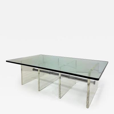 Large Substantial Lucite and Chrome Cocktail Coffee Table 1970s