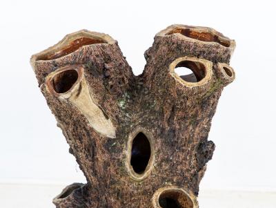 Large Terracotta English Faux Bois Planter Edwardian early 20th Century