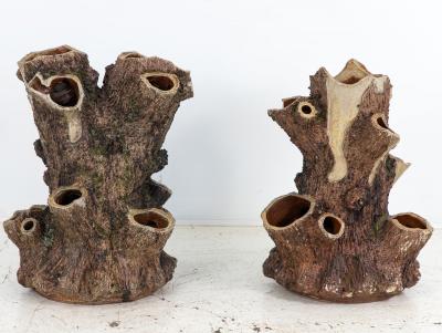 Large Terracotta English Faux Bois Planter Edwardian early 20th Century