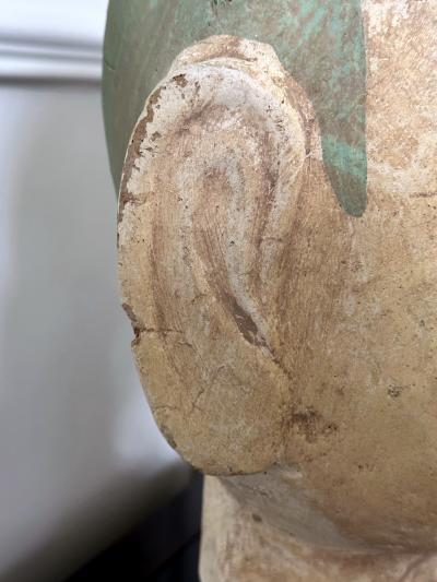 Large Terracotta Head of Luohan on Wood Stand from Vietnam