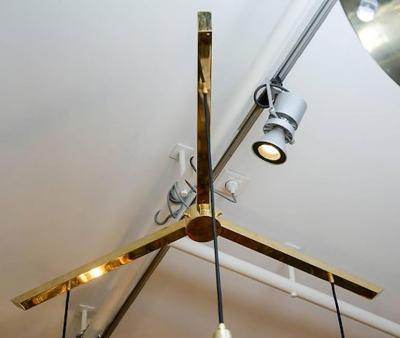 Large Three Brass Shades Pendant