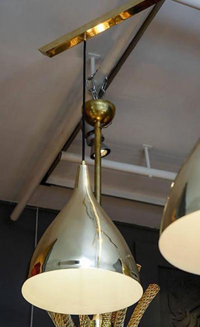 Large Three Brass Shades Pendant